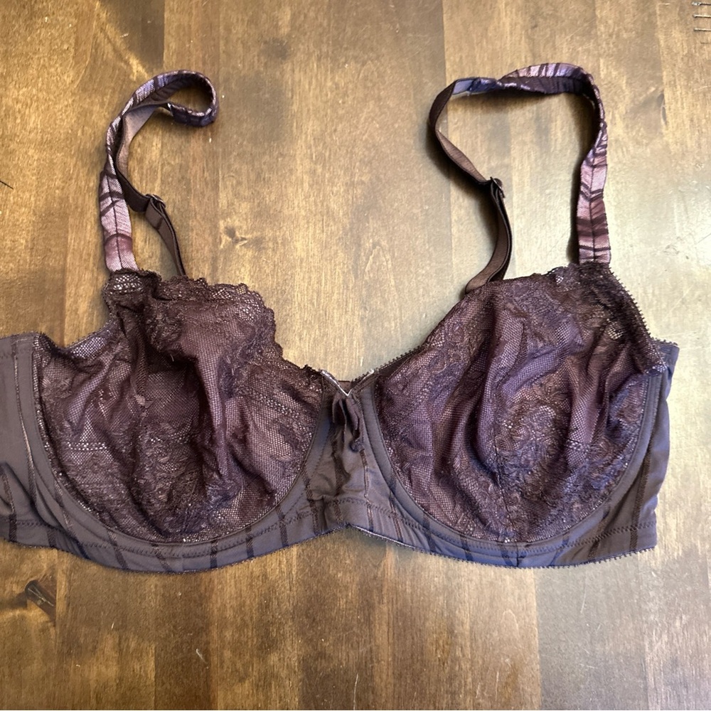 Felina Lingerie 40D Bra Purple Lace Sexy Romantic‎ Victorian Underwire Comfy